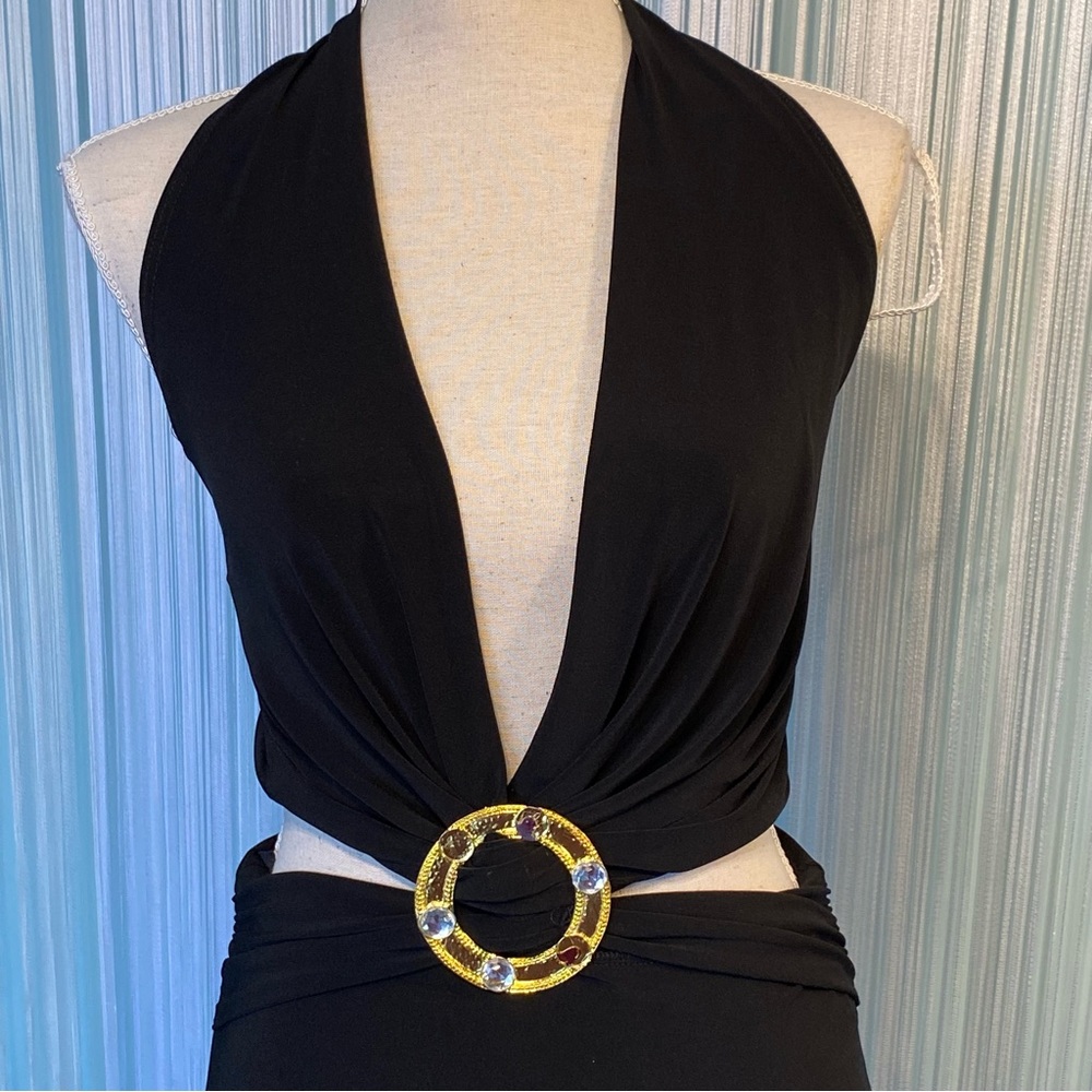 Sirens Black Halter Neck Midi Dress Size XS